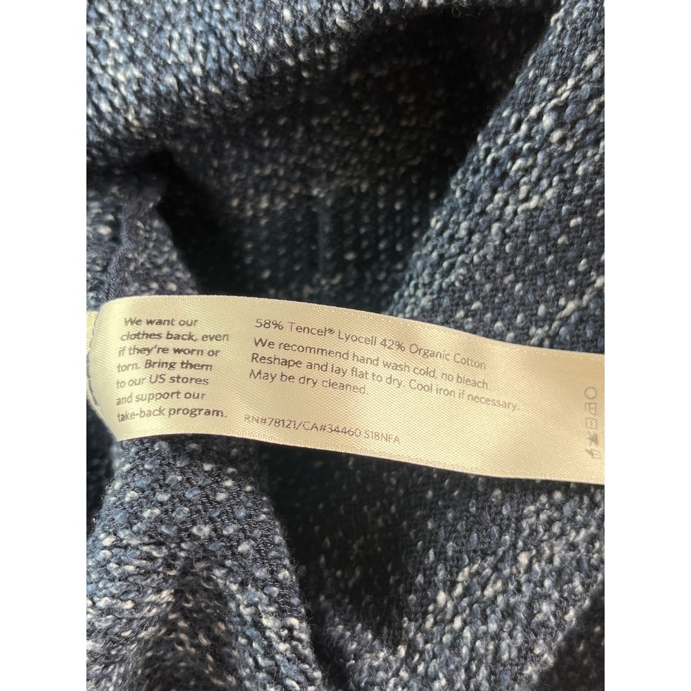 EILEEN FISHER Blue Speckled Knit Open Front Cardigan Sweater L G - Picture 7 of 8